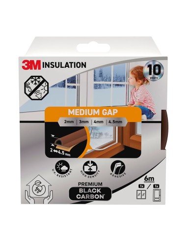 Burlete de aislamiento premium para huecos medianos de 2 - 4,5 mm, marrón, 6 m