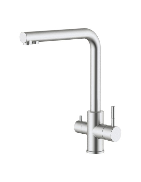 Grifo monomando de cocina caño alto osmosis, inox cepillado, 3 vías