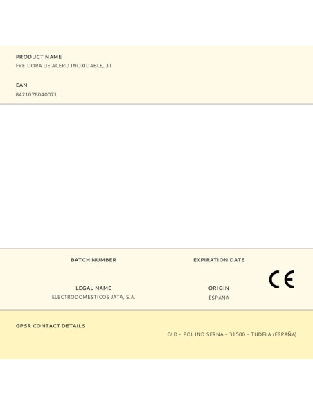 Freidora de acero inoxidable 3 l 2000 w
