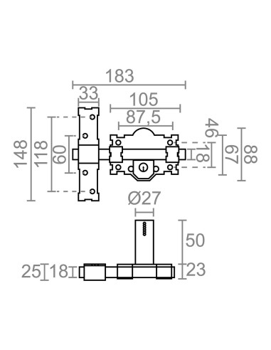 Cerrojo sobreponer crr07 105l/50 mm, pintado...