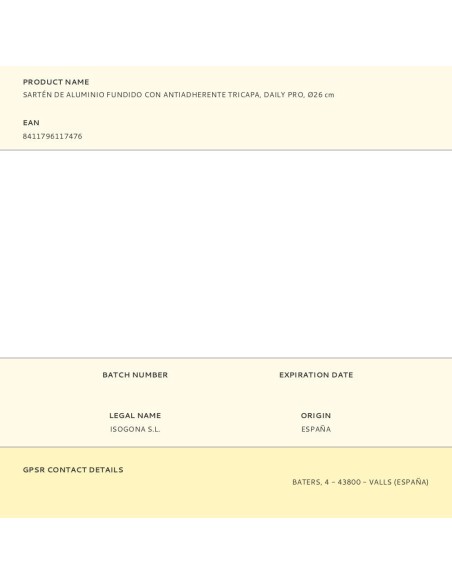 Sartén de aluminio fundido con antiadherente tricapa, daily pro, ø26 cm