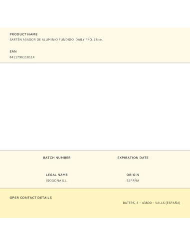 Sartén asador de aluminio fundido, daily pro,...