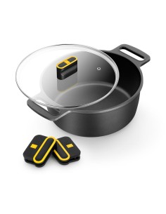 Cacerola alta de aluminio fundido con antiadherente tricapa con tapa de cristal, daily pro, ø28 cm 2