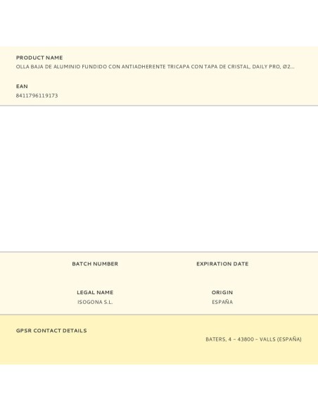 Olla baja de aluminio fundido con antiadherente tricapa con tapa de cristal, daily pro, ø28 cm