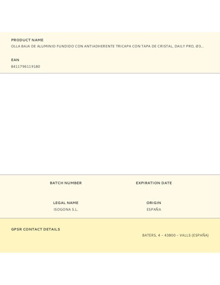 Olla baja de aluminio fundido con antiadherente tricapa con tapa de cristal, daily pro, ø32 cm