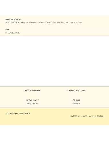 Paellera de aluminio fundido con antiadherente...