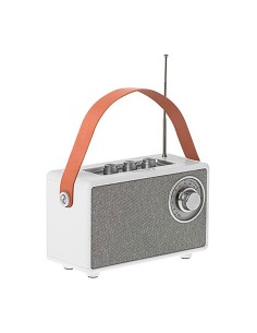 Radio fm recargable con bluetooth cr 1902 blanca, 16 x 7 x 10,5 cm