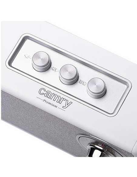 Radio fm recargable con bluetooth cr 1902 blanca, 16 x 7 x 10,5 cm