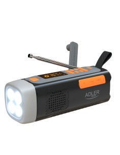 Radio emergencia solar + manivela, linterna led 4 w, powerbank 4500 mah ad 1920