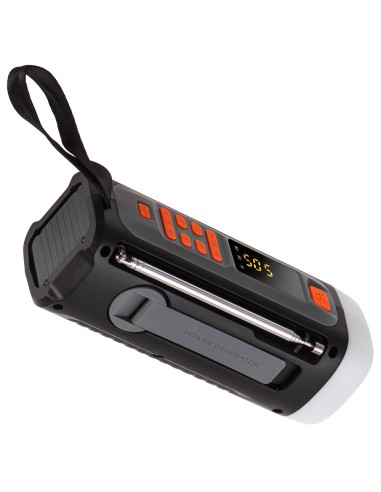 Radio emergencia solar + manivela, linterna led...