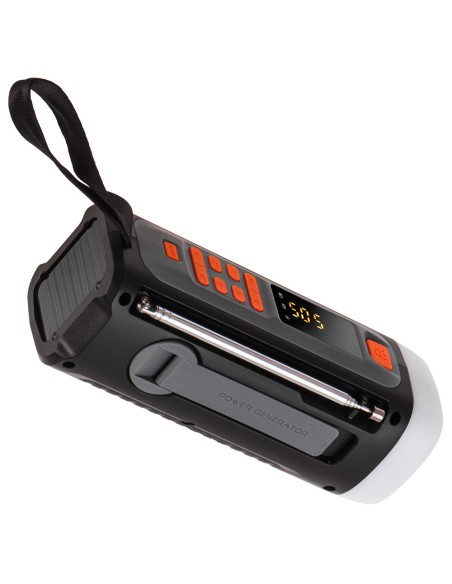 Radio emergencia solar + manivela, linterna led 4 w, powerbank 4500 mah ad 1920