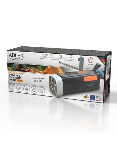 Radio emergencia solar + manivela, linterna led...