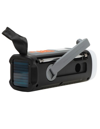 Radio emergencia solar + manivela, linterna led...