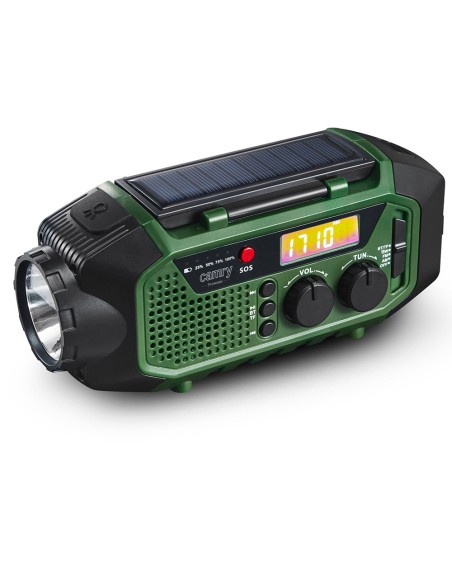 Radio emergencia multifunción solar/dinamo/usb 4000 mah cr1919, verde, 181 x 72 x 82 mm