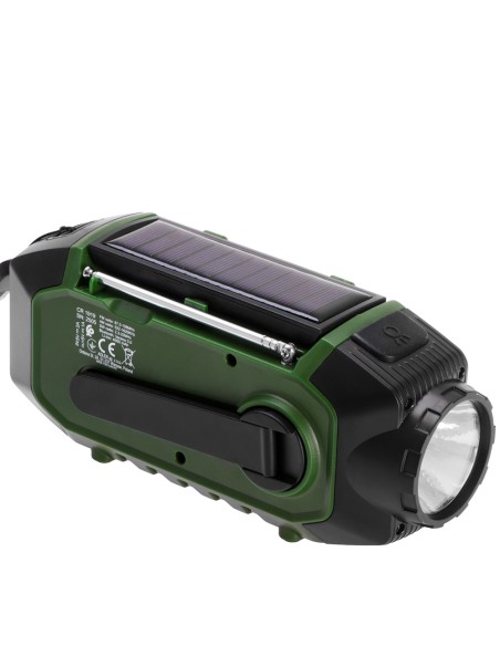 Radio emergencia multifunción solar/dinamo/usb 4000 mah cr1919, verde, 181 x 72 x 82 mm