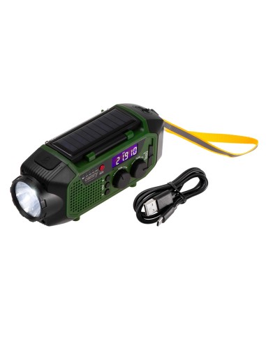 Radio emergencia multifunción solar/dinamo/usb...