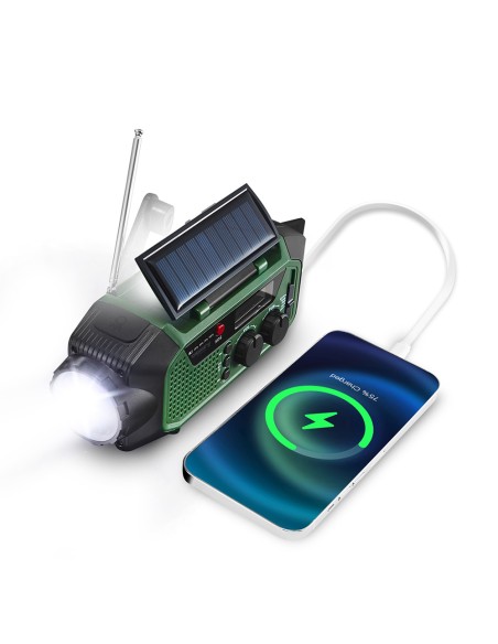Radio emergencia multifunción solar/dinamo/usb 4000 mah cr1919, verde, 181 x 72 x 82 mm