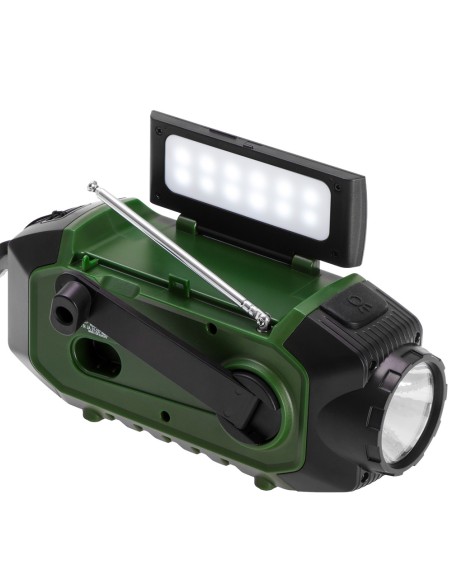 Radio emergencia multifunción solar/dinamo/usb 4000 mah cr1919, verde, 181 x 72 x 82 mm