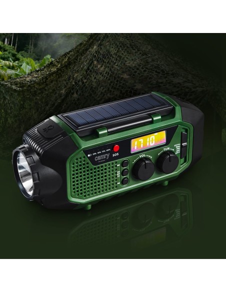 Radio emergencia multifunción solar/dinamo/usb 4000 mah cr1919, verde, 181 x 72 x 82 mm