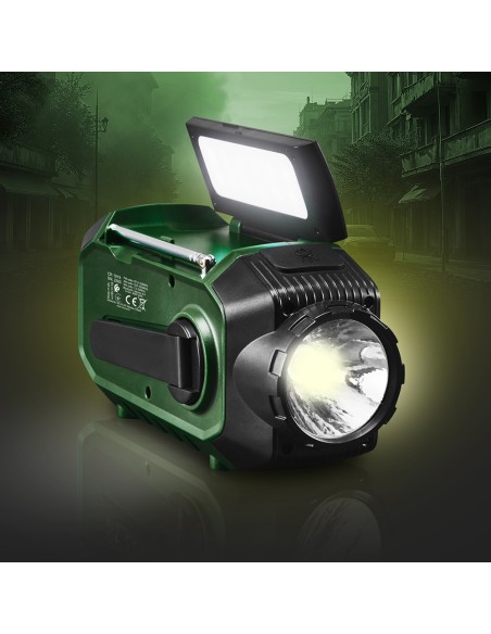 Radio emergencia multifunción solar/dinamo/usb 4000 mah cr1919, verde, 181 x 72 x 82 mm