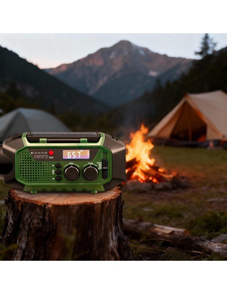 Radio emergencia multifunción solar/dinamo/usb 4000 mah cr1919, verde, 181 x 72 x 82 mm