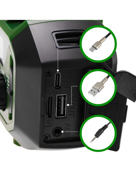 Radio emergencia multifunción solar/dinamo/usb 4000 mah cr1919, verde, 181 x 72 x 82 mm
