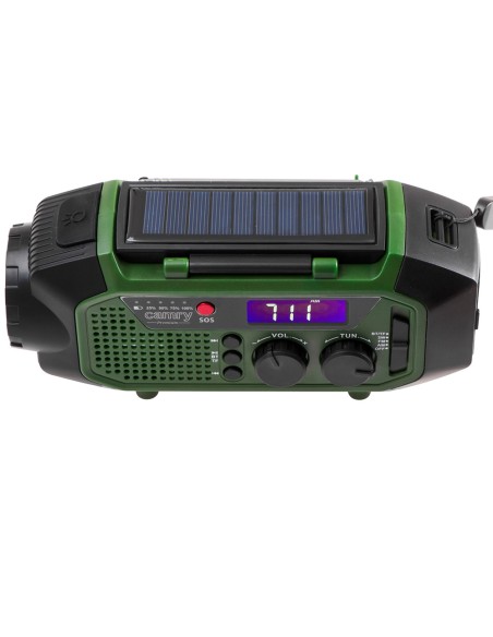 Radio emergencia multifunción solar/dinamo/usb 4000 mah cr1919, verde, 181 x 72 x 82 mm