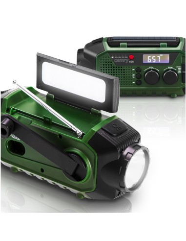 Radio emergencia multifunción solar/dinamo/usb...