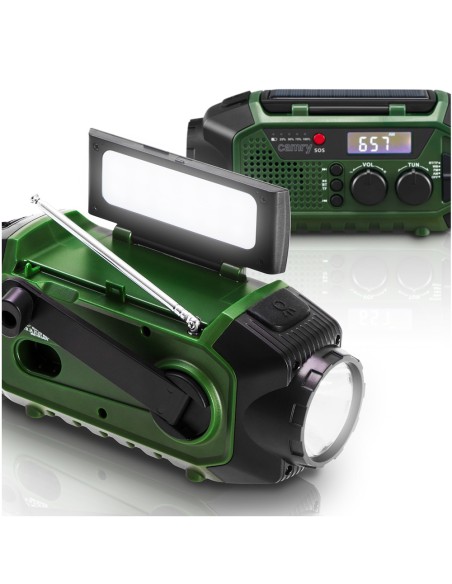 Radio emergencia multifunción solar/dinamo/usb 4000 mah cr1919, verde, 181 x 72 x 82 mm