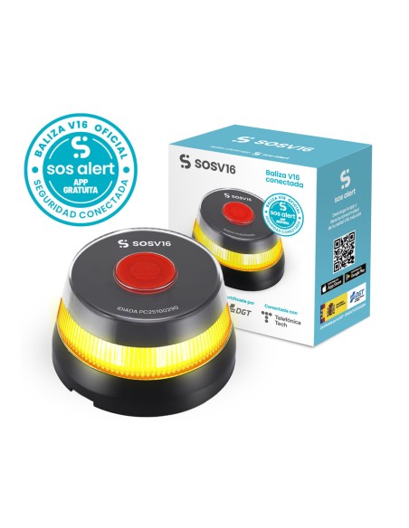 Baliza v16 de emergencia homologada conectada geolocalizable con dgt 3.0 sosv16