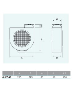 Extractor centrífugo de cocina, chef 40, 60 w 2