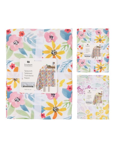Mantel de poliéster con estampado de flores 180 x 130 cm