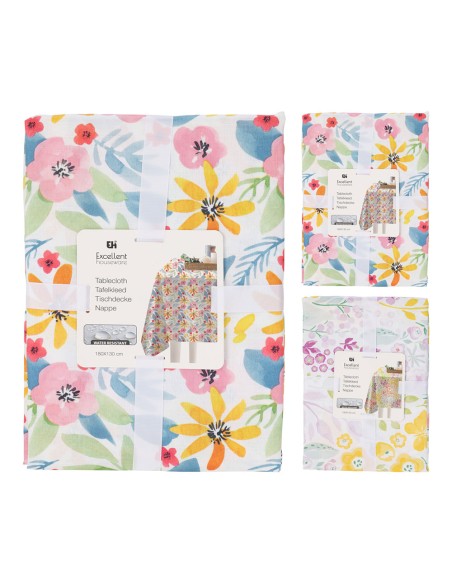 Mantel de poliéster con estampado de flores 180 x 130 cm