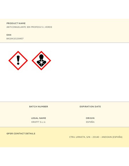 Anticongelante 30%, professional, 5 l, verde