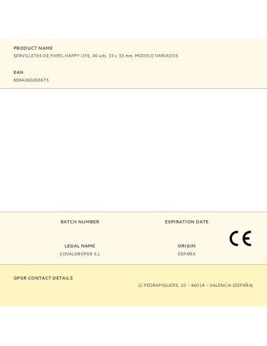 Servilletas de papel happy life, 40 uds, 33 x...