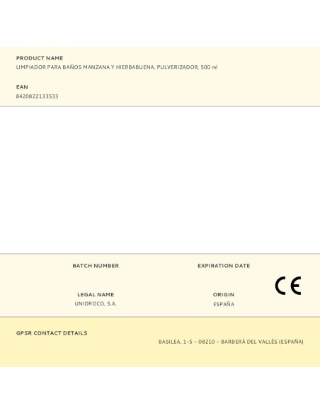 Limpiador para baños, manzana y hierbabuena, pulverizador, 500 ml