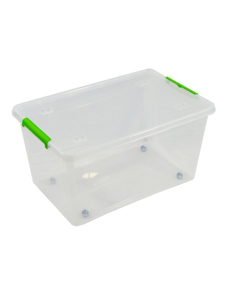 Caja transparente multiusos con ruedas 44 l 58,5 x 39 x 30 cm