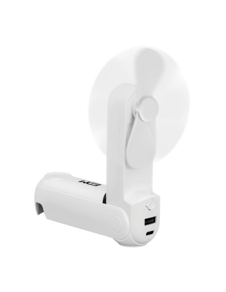 Ventilador de mano plegable con linterna y powerbank, colores surtidos, 3,7 x 11,9 cm