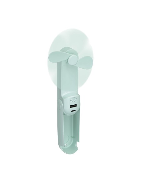 Ventilador de mano plegable con linterna y powerbank, colores surtidos, 3,7 x 11,9 cm
