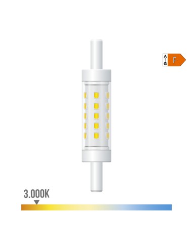 Bombilla lineal led 78 mm, r7s, 5 w, 500 lm, 3000 k, luz cálida, regulable, ø15 x 78 mm