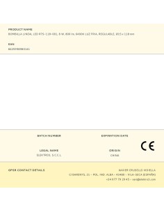 Bombilla lineal led 118 mm r7s, 8 w, 900 lm, 6400 k, luz fría, regulable, ø15 x 118 mm 2