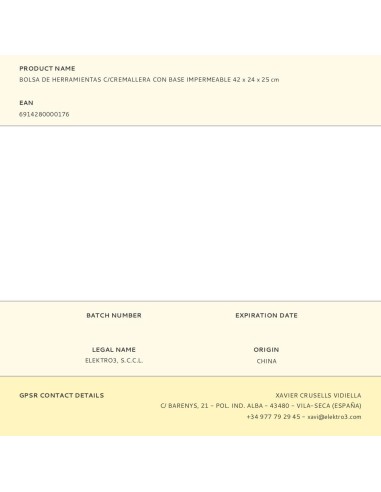 Bolsa de herramientas con cremallera y base...