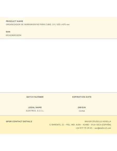 Organizador de herramientas para cubo de 19 l/ aprox ø28 cm