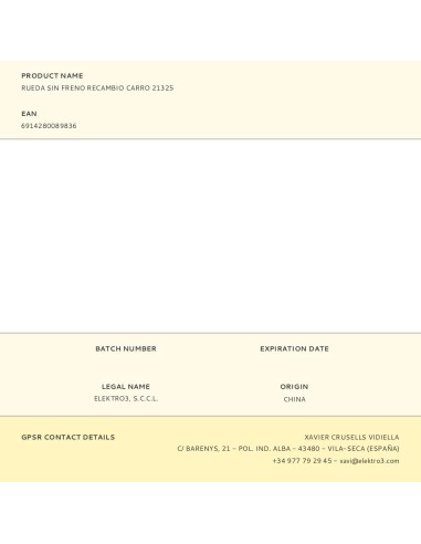 Rueda sin freno, recambio para carro 21325