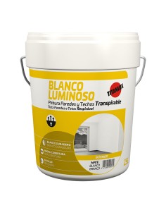 Pintura plástica acrílica estirenada interior transpirable blanco mate luminoso 15 l