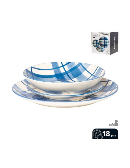 Vajilla 18 piezas, modelo santorini, azul