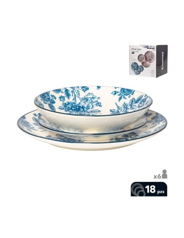 Vajilla 18 piezas, modelo provenza, azul