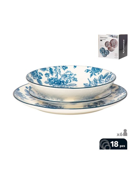 Vajilla 18 piezas, modelo provenza, azul
