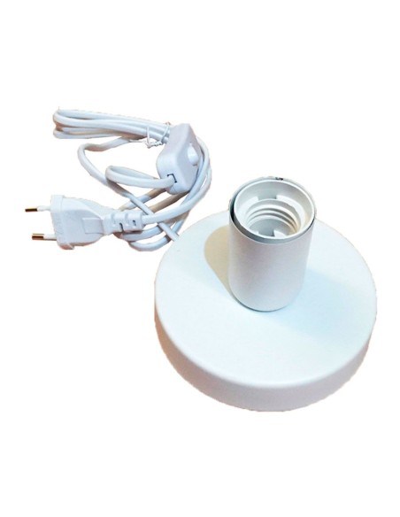 Base de mesa e27, con cable e interruptor, blanca, ø120 x 85 mm