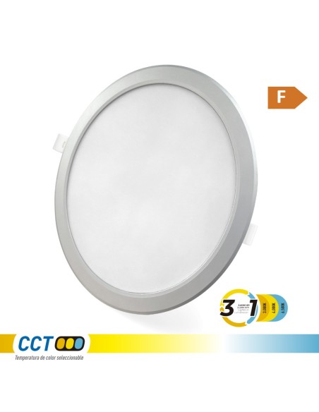 Downlight led empotrable, redondo, 18 w, 3cct, 1820 lm, marco aluminio, ø22,3 cm